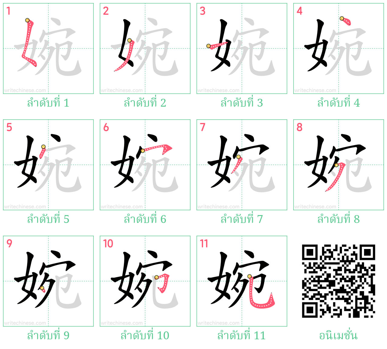 婉 ลำดับการเขียน