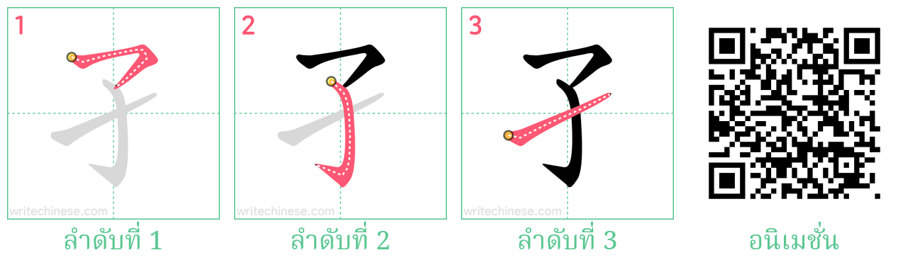 孑 ลำดับการเขียน