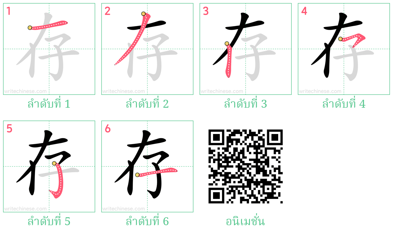 存 ลำดับการเขียน