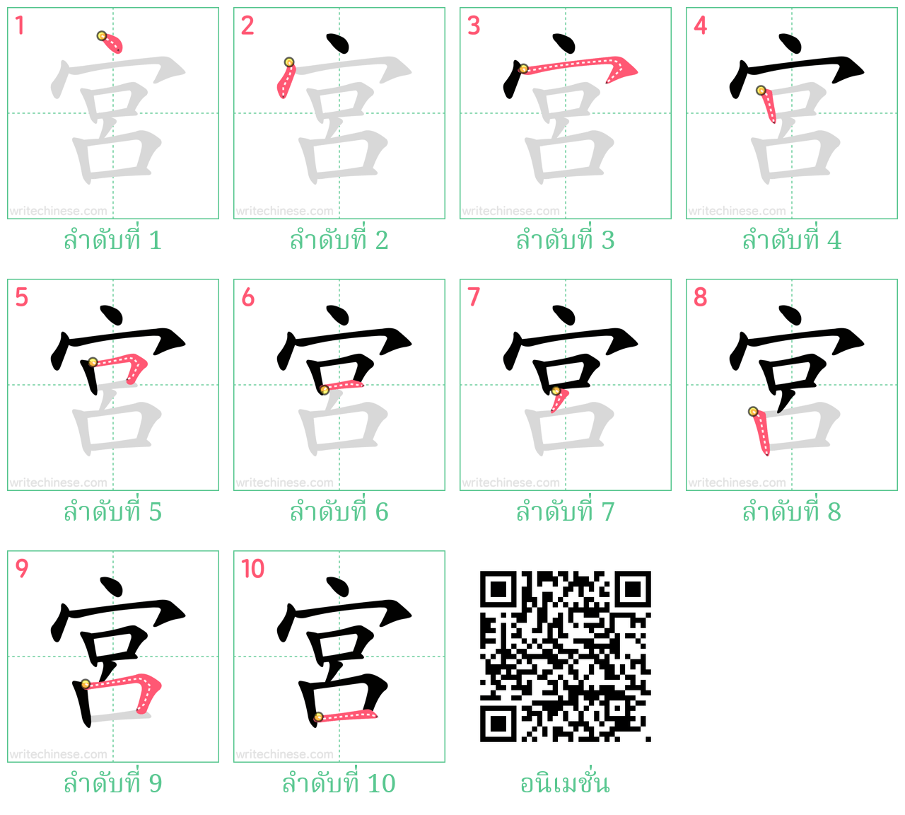 宮 ลำดับการเขียน