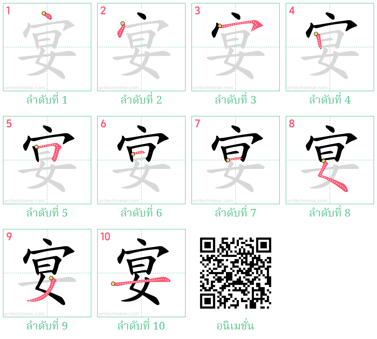 宴 ลำดับการเขียน