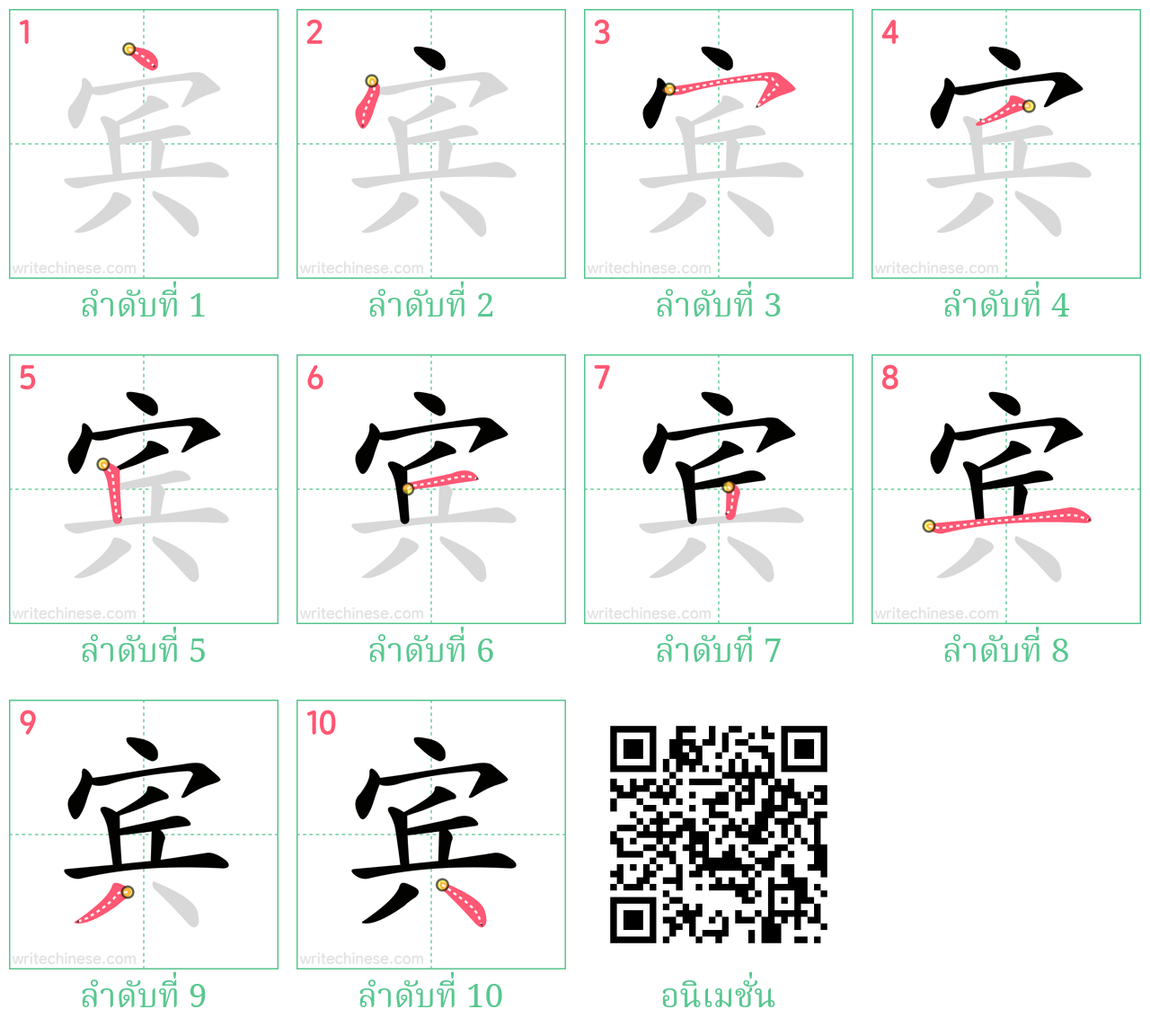 宾 ลำดับการเขียน