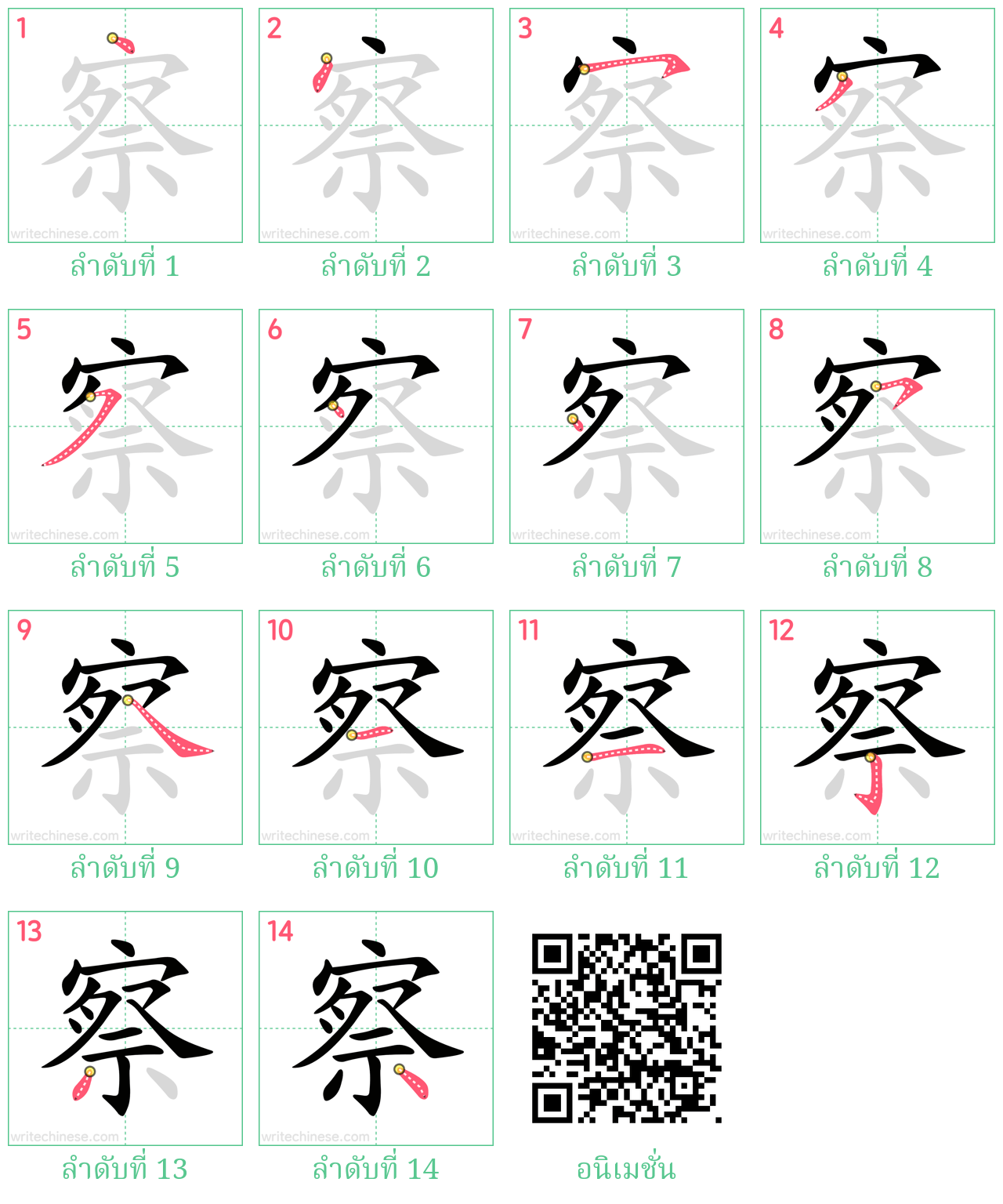 察 ลำดับการเขียน