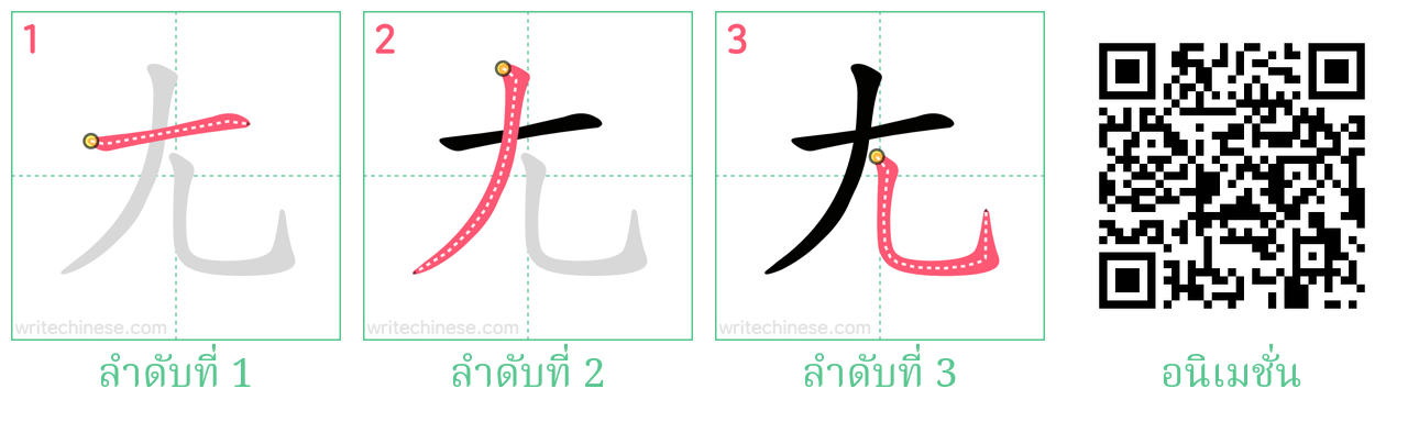 尢 ลำดับการเขียน