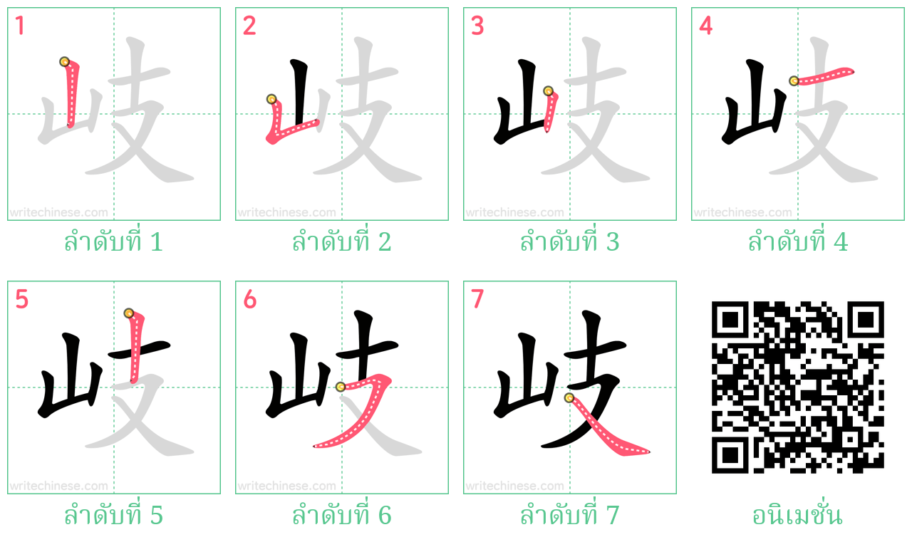 岐 ลำดับการเขียน