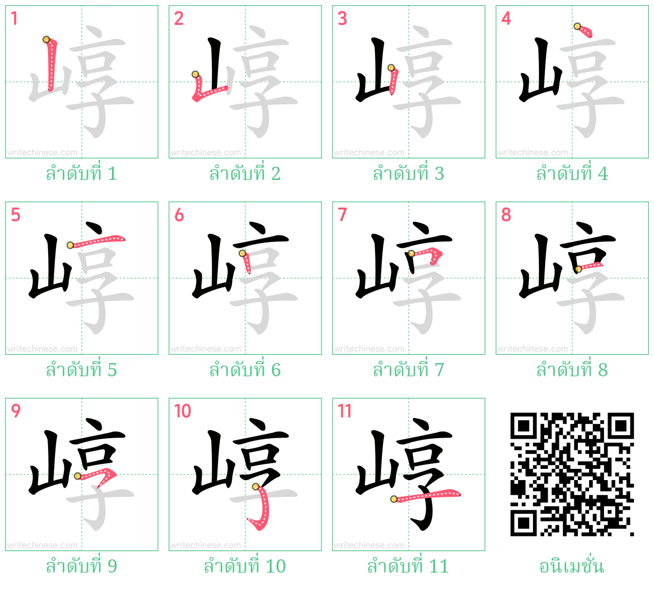 崞 ลำดับการเขียน