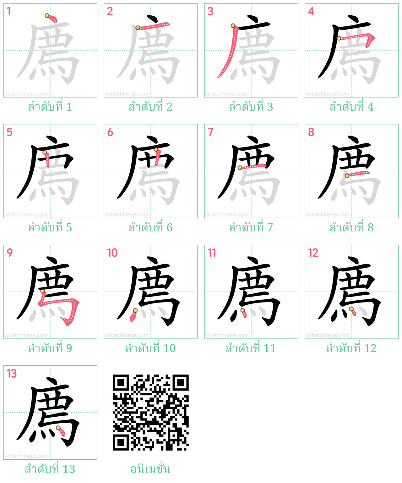 廌 ลำดับการเขียน