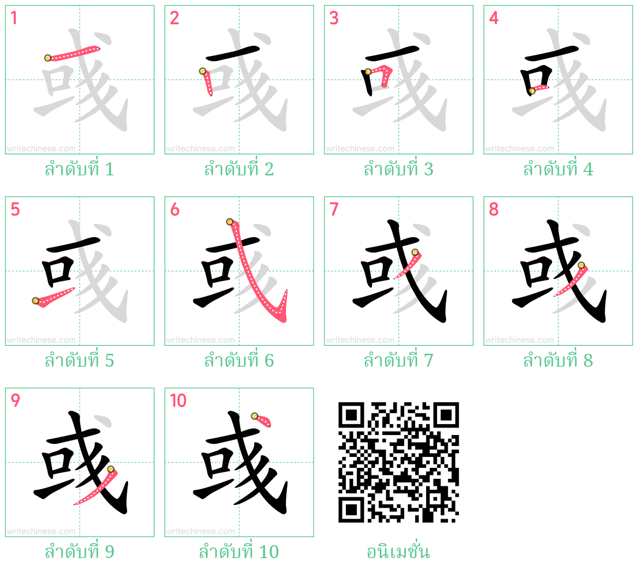 彧 ลำดับการเขียน