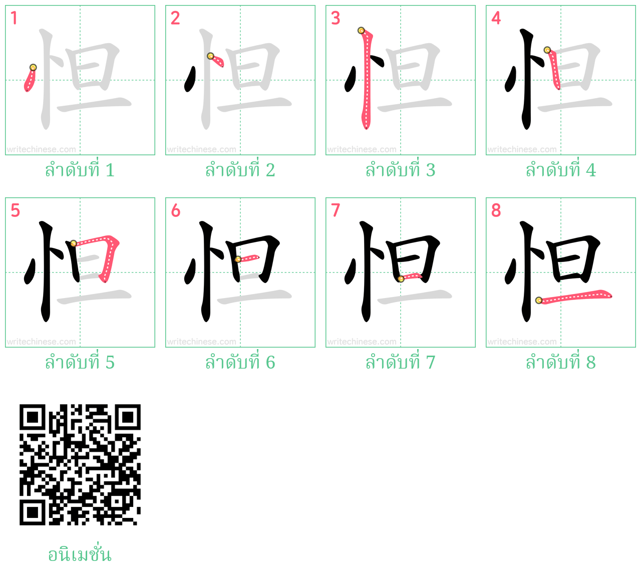 怛 ลำดับการเขียน