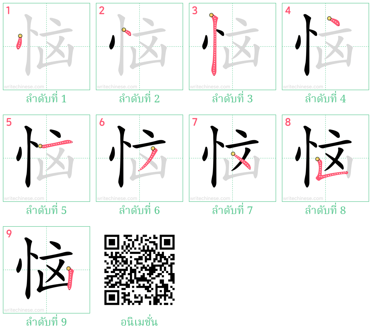 恼 ลำดับการเขียน