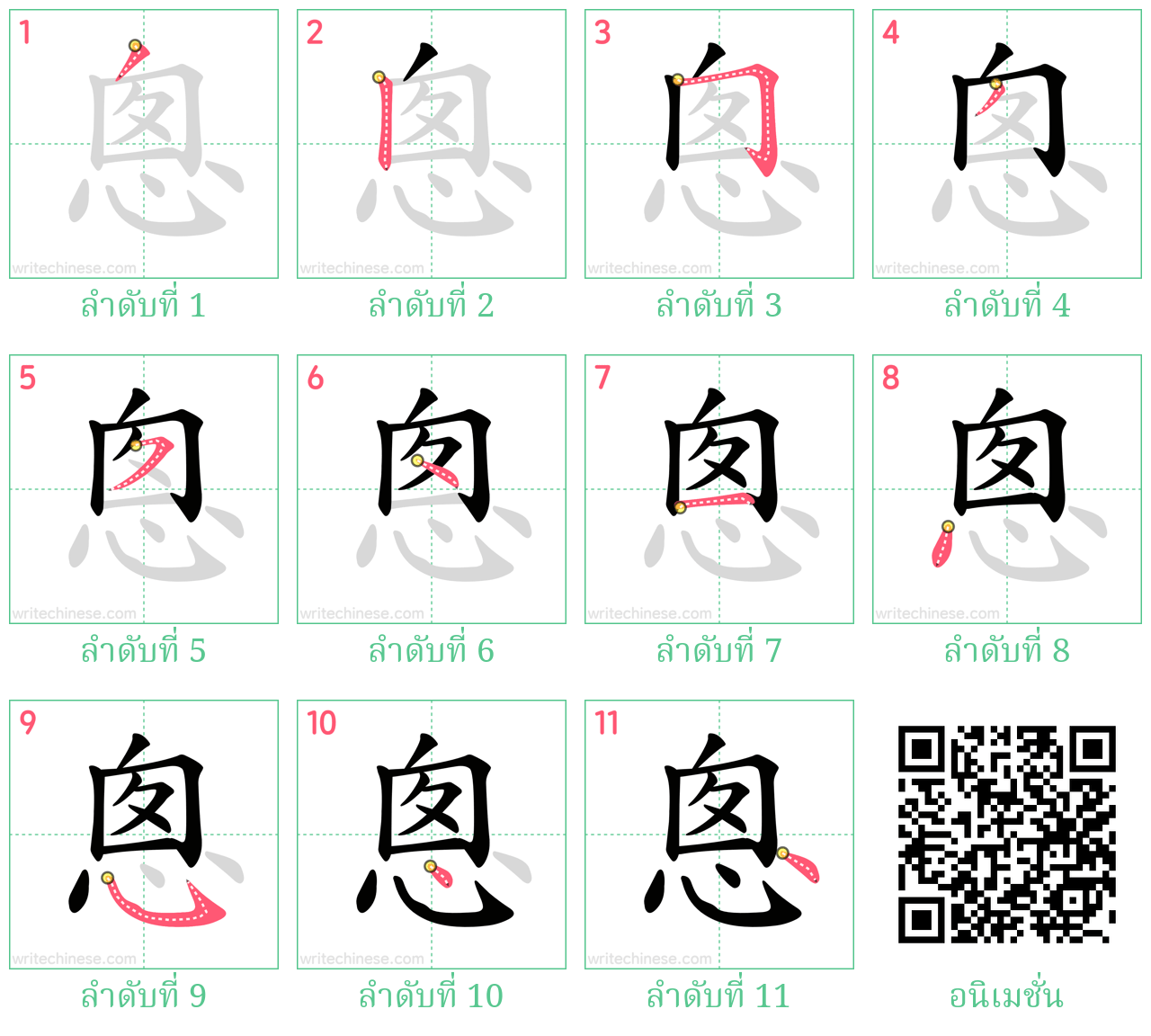 悤 ลำดับการเขียน