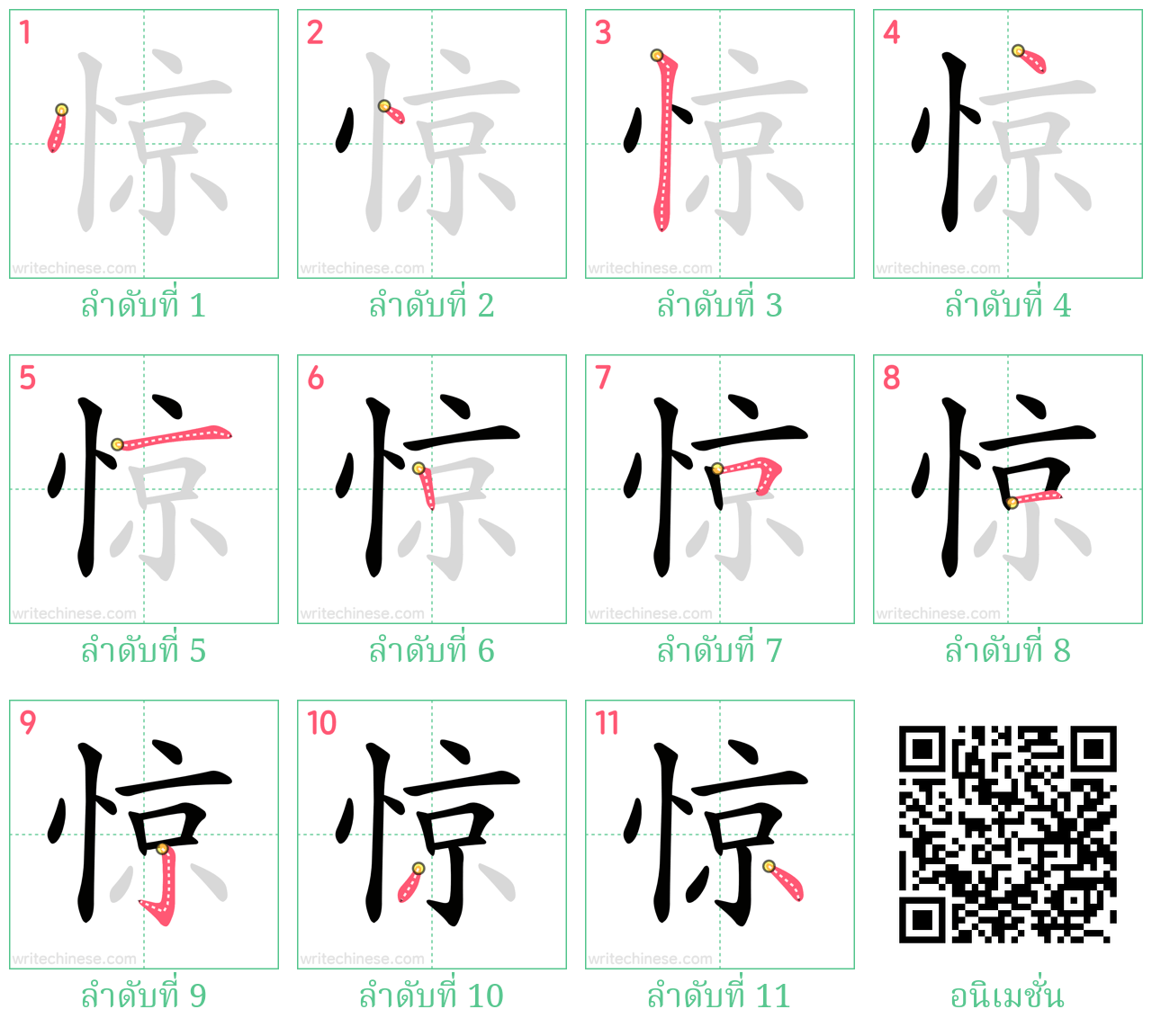 惊 ลำดับการเขียน