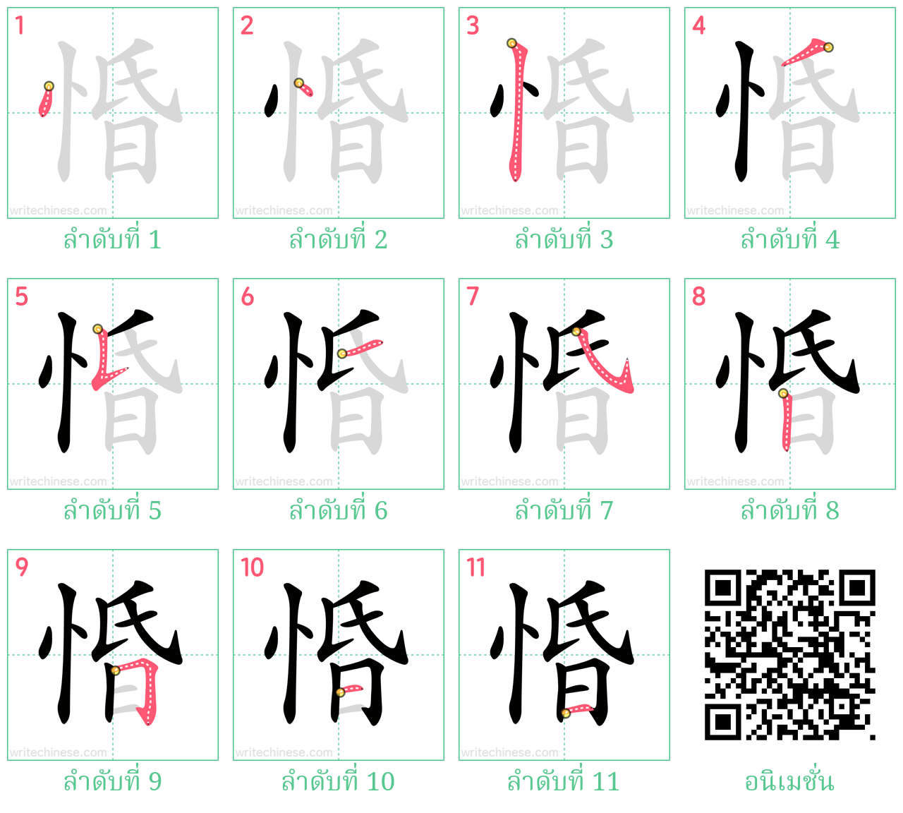 惛 ลำดับการเขียน