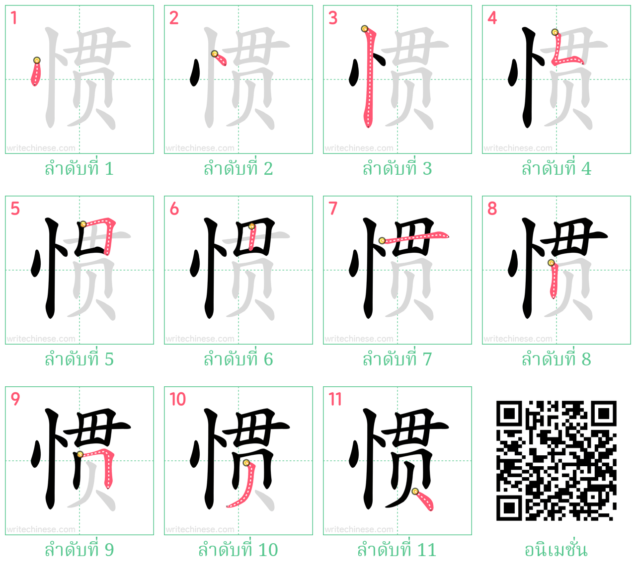 惯 ลำดับการเขียน