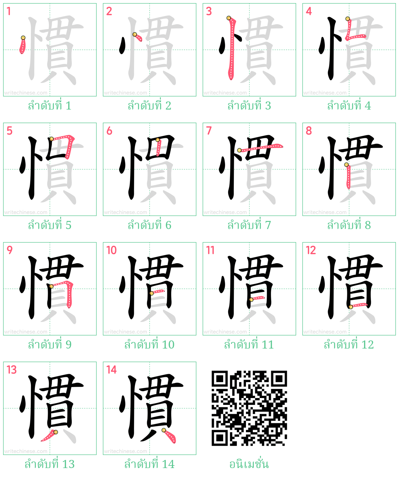 慣 ลำดับการเขียน