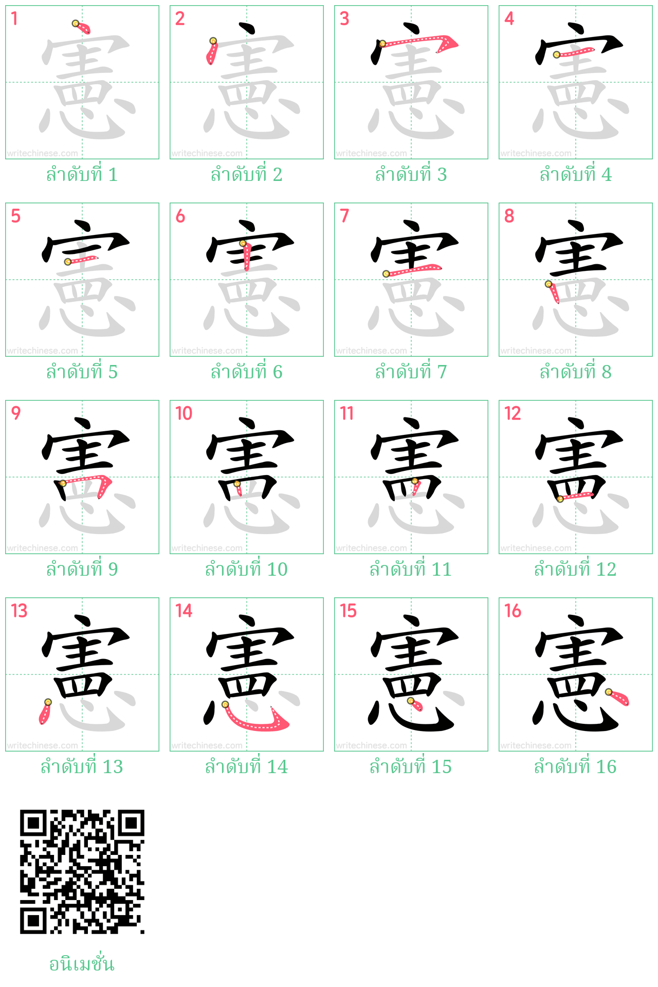 憲 ลำดับการเขียน