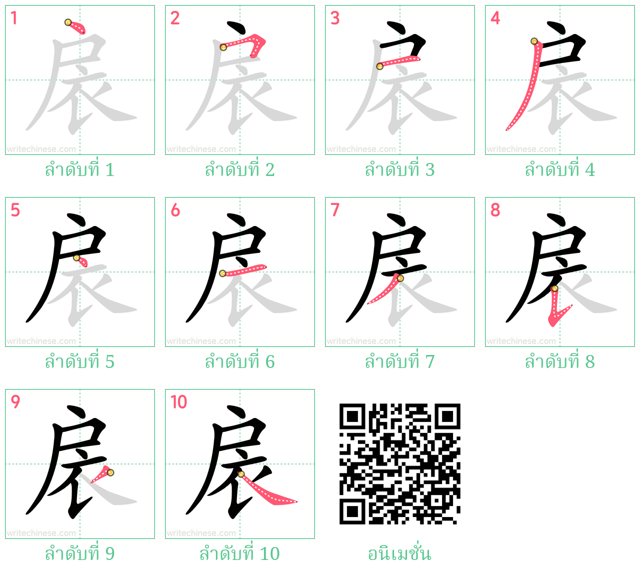 扆 ลำดับการเขียน