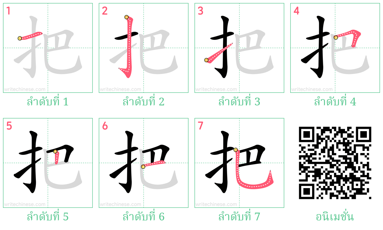 把 ลำดับการเขียน