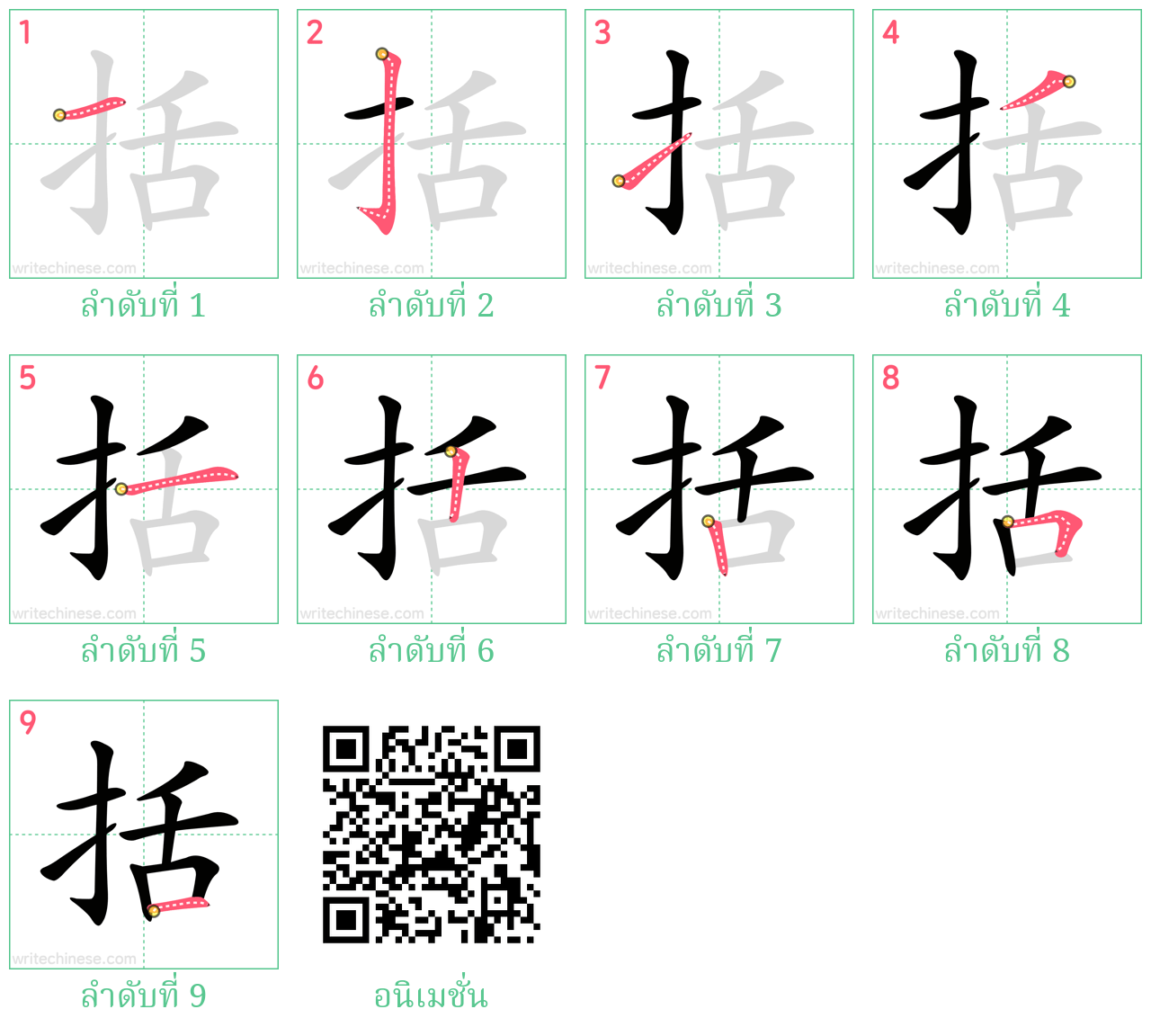 括 ลำดับการเขียน