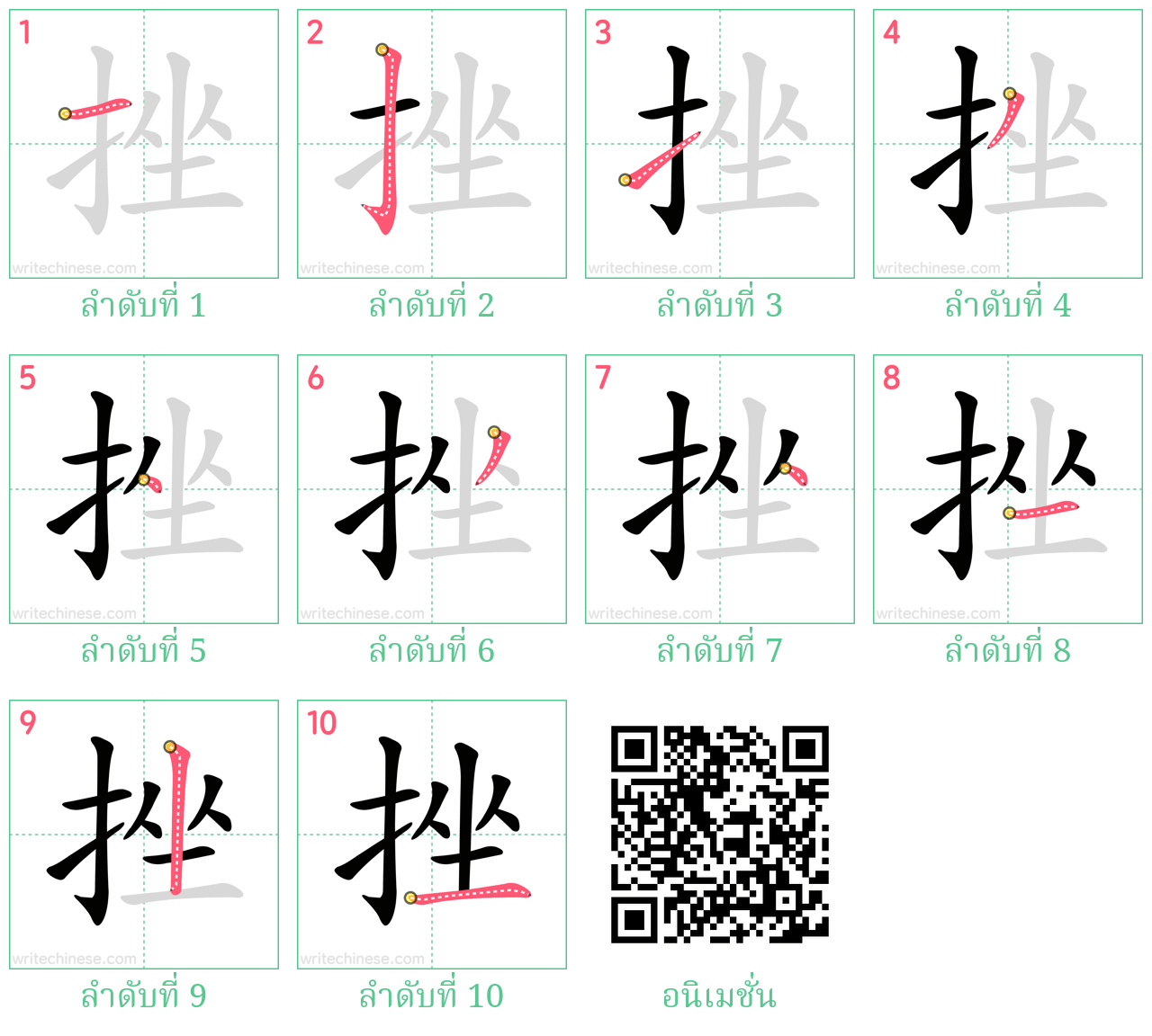 挫 ลำดับการเขียน