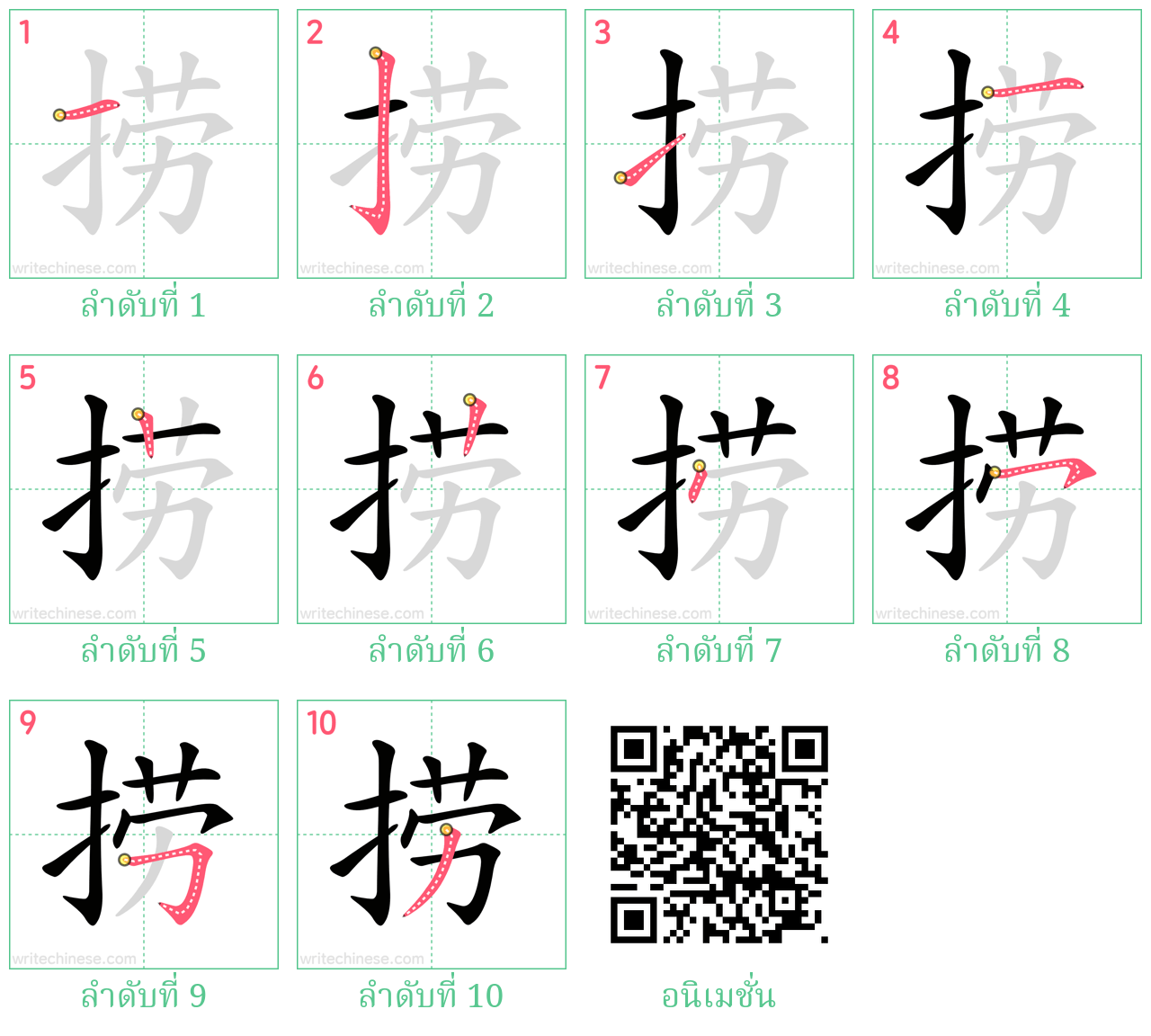 捞 ลำดับการเขียน