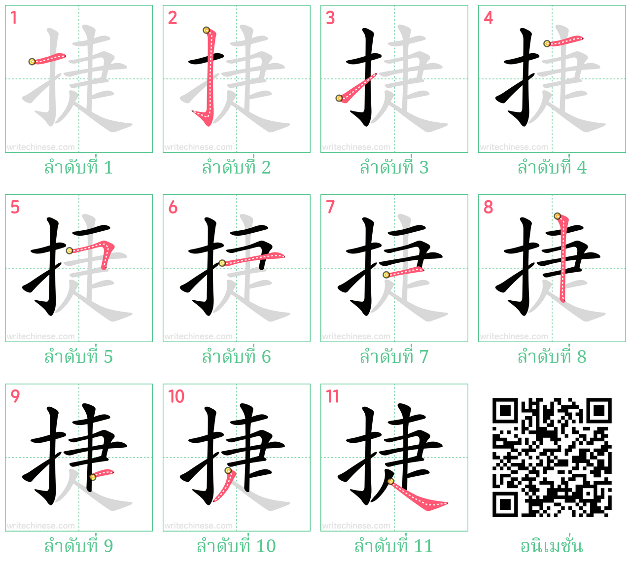 捷 ลำดับการเขียน