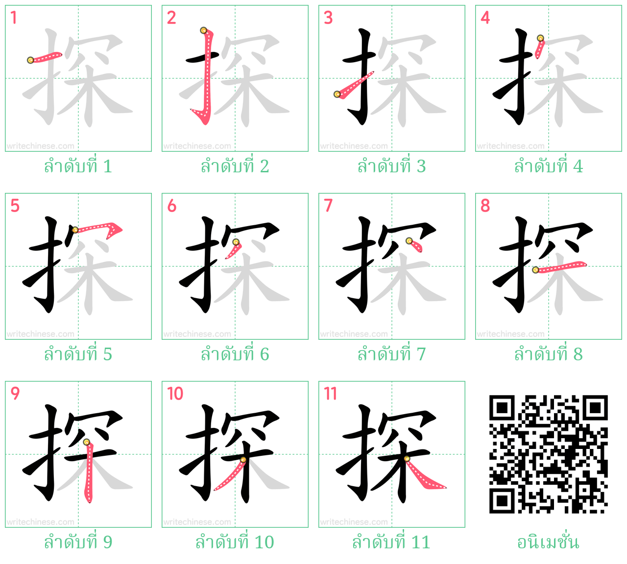 探 ลำดับการเขียน