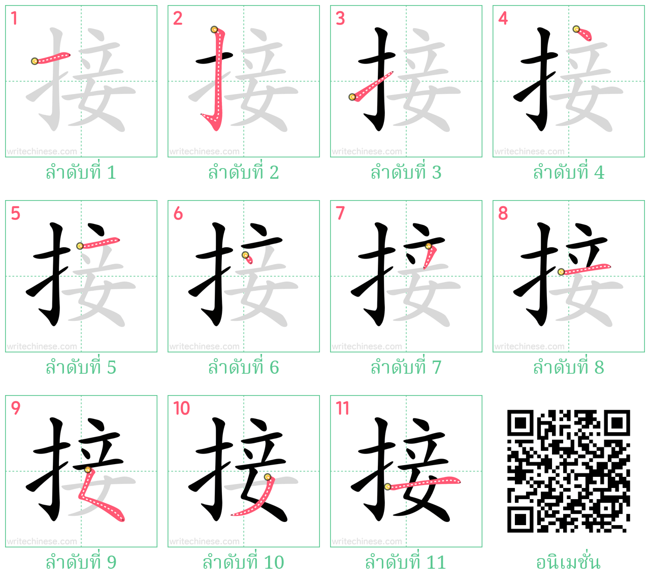 接 ลำดับการเขียน