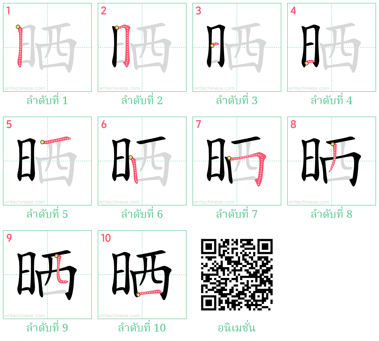 晒 ลำดับการเขียน