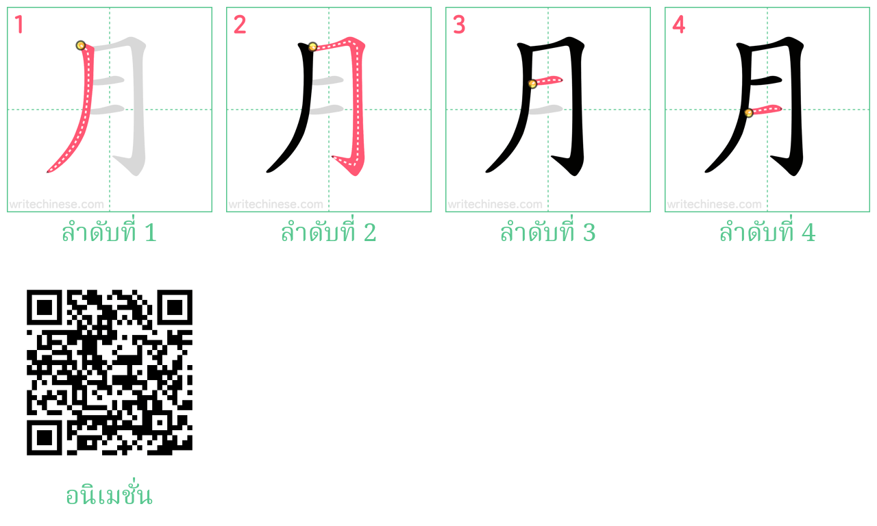 月 ลำดับการเขียน