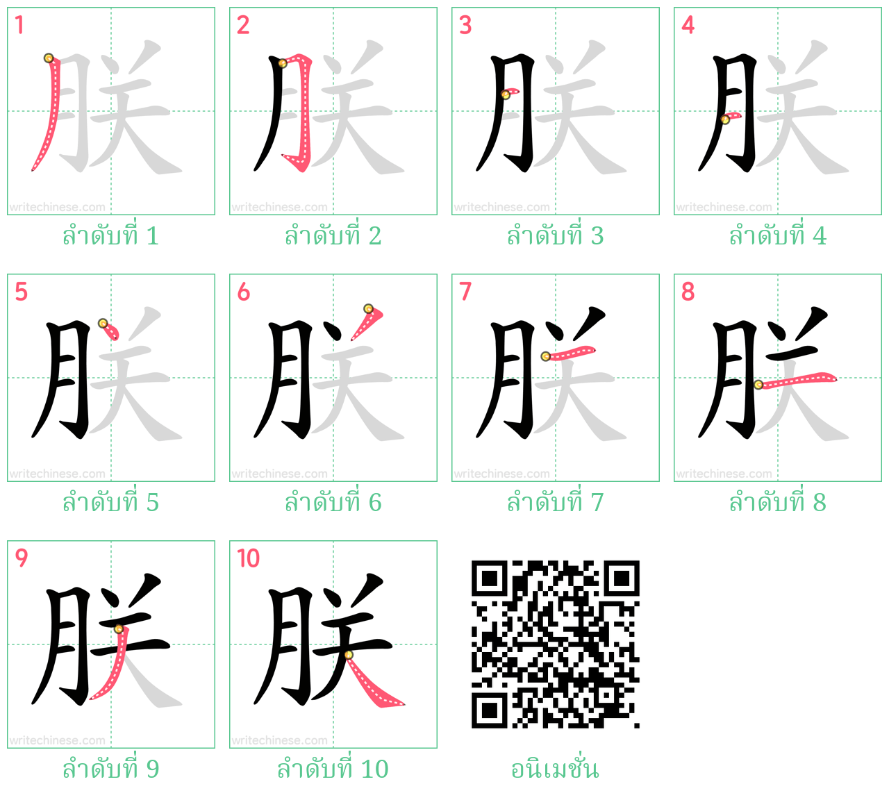 朕 ลำดับการเขียน