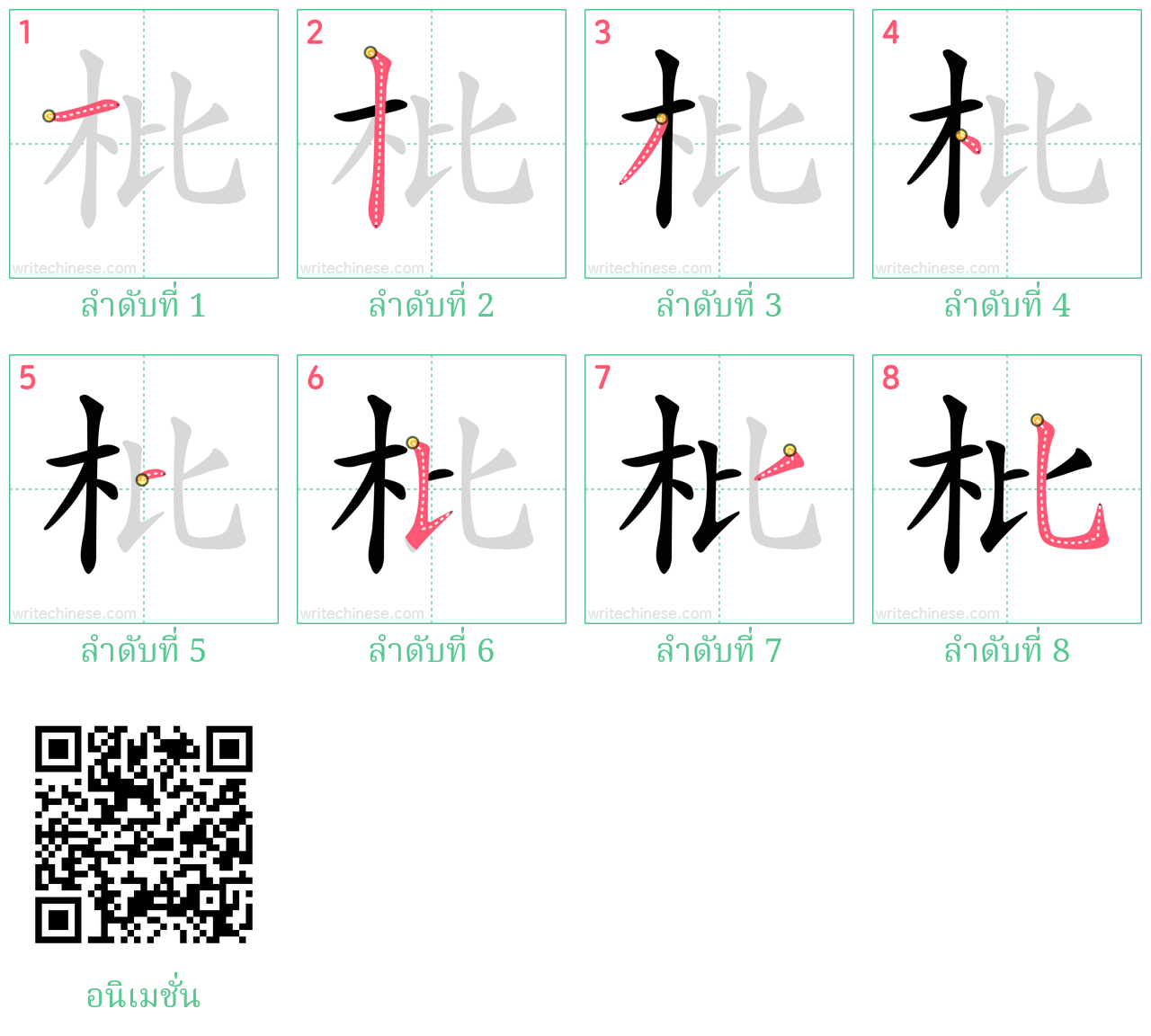 枇 ลำดับการเขียน