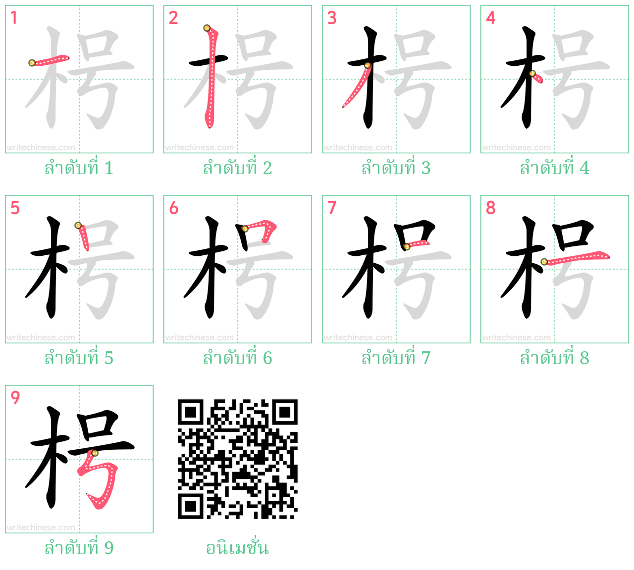 枵 ลำดับการเขียน