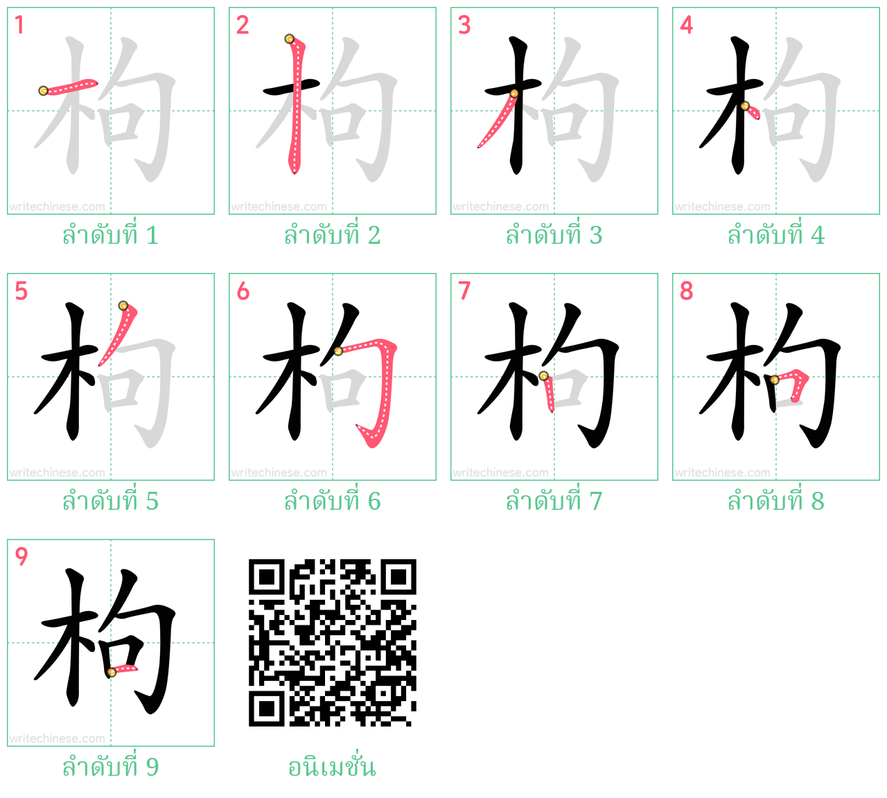 枸 ลำดับการเขียน