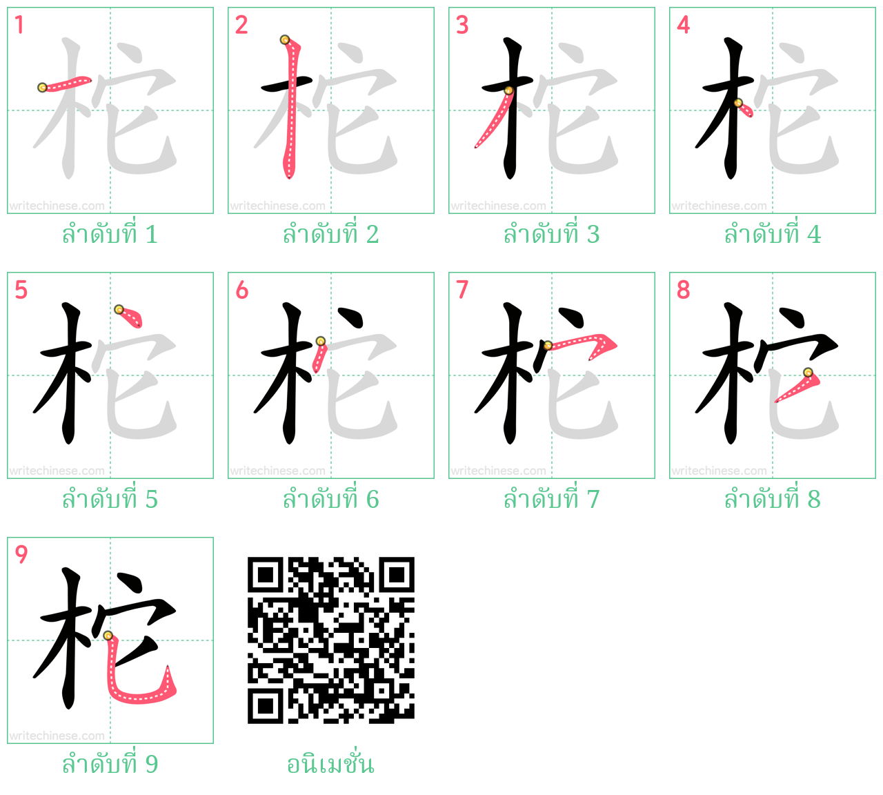 柁 ลำดับการเขียน