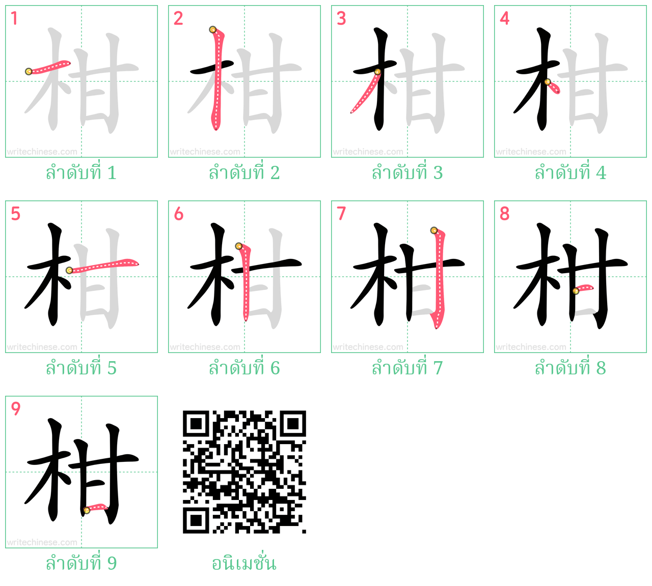 柑 ลำดับการเขียน