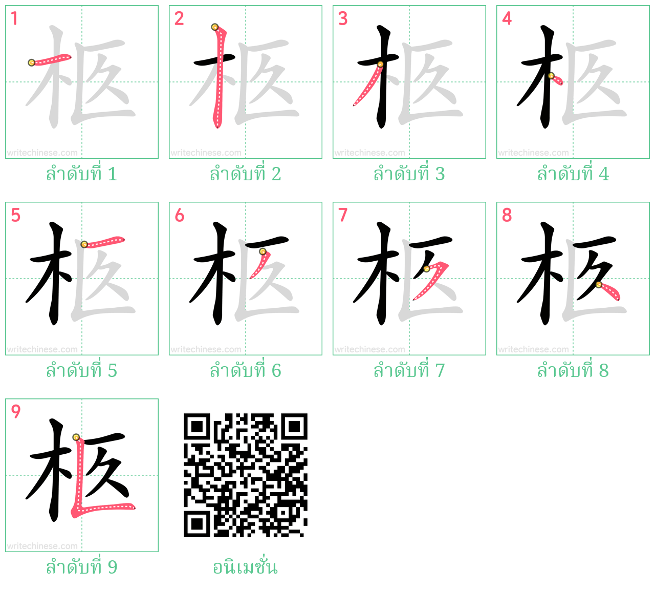 柩 ลำดับการเขียน