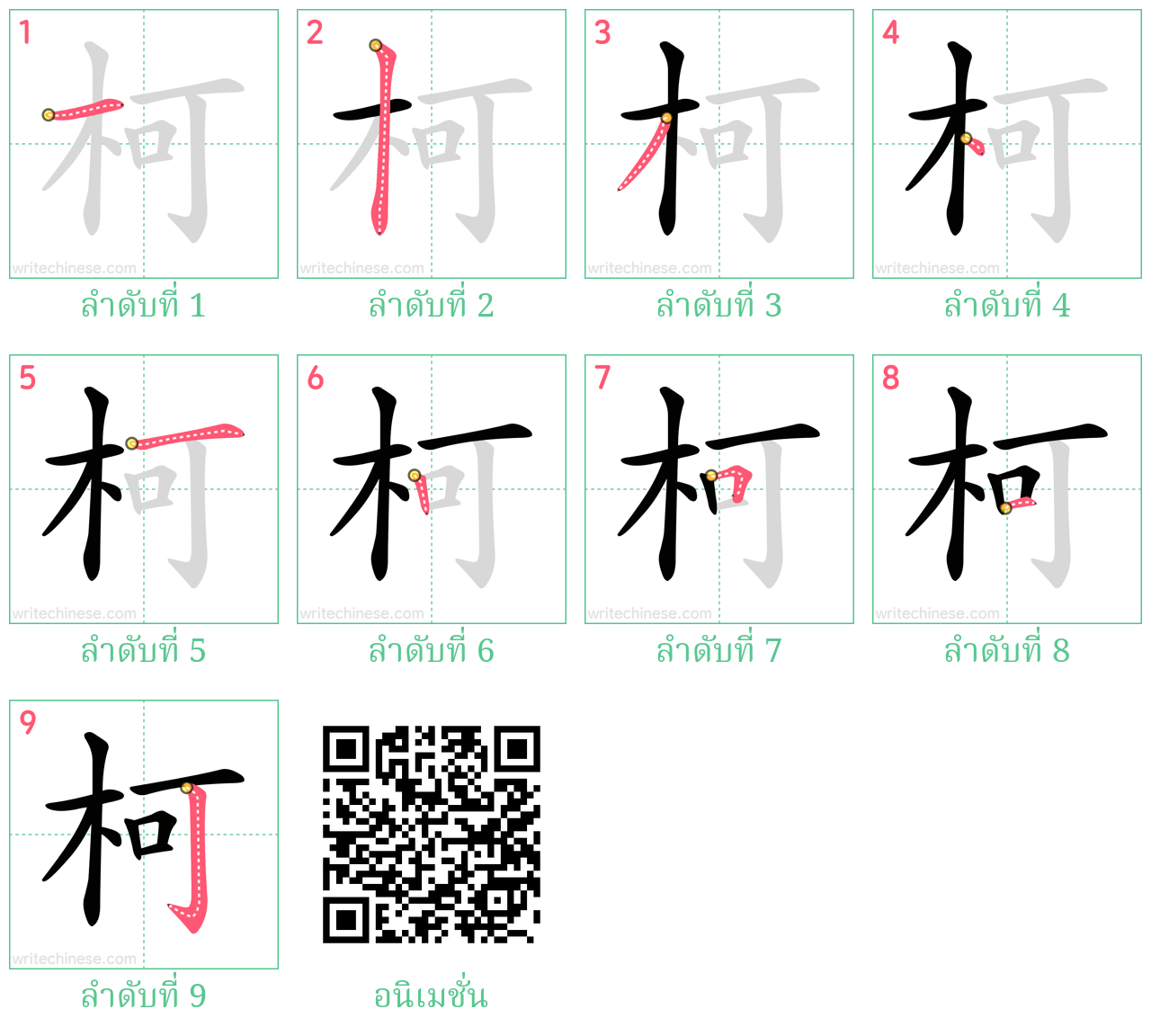 柯 ลำดับการเขียน