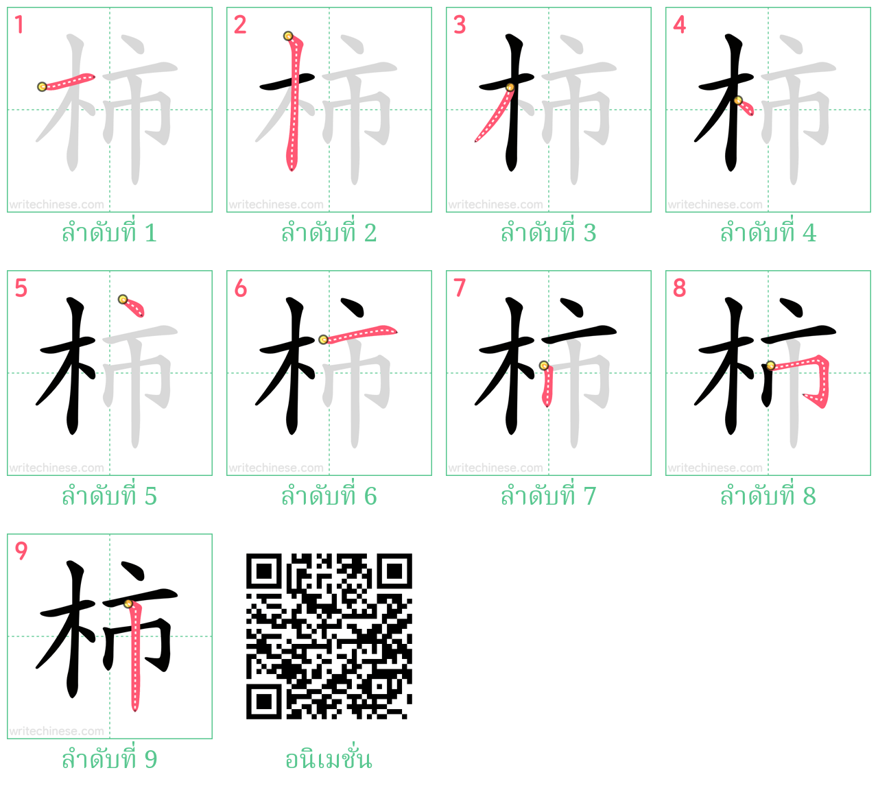 柿 ลำดับการเขียน