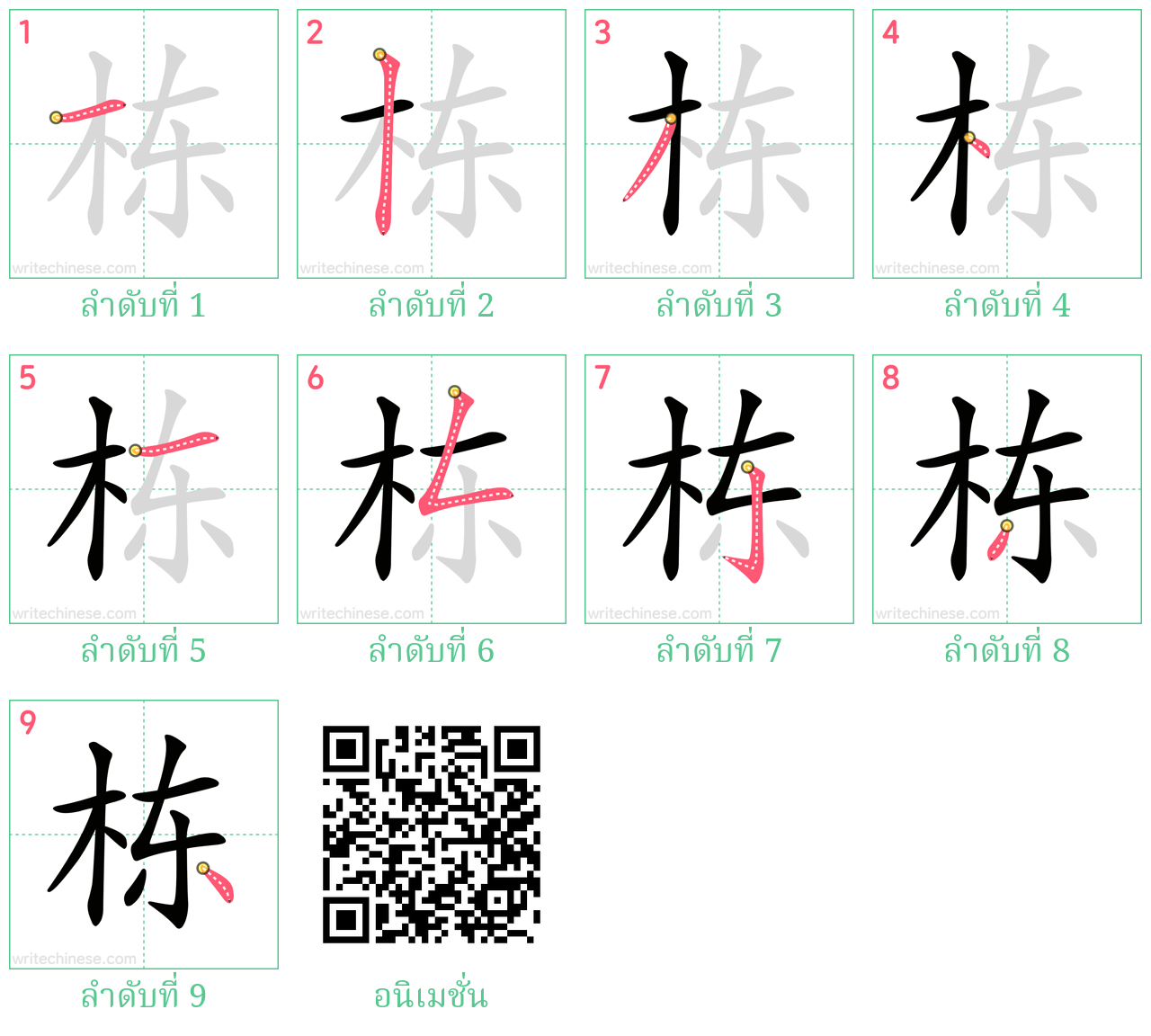 栋 ลำดับการเขียน