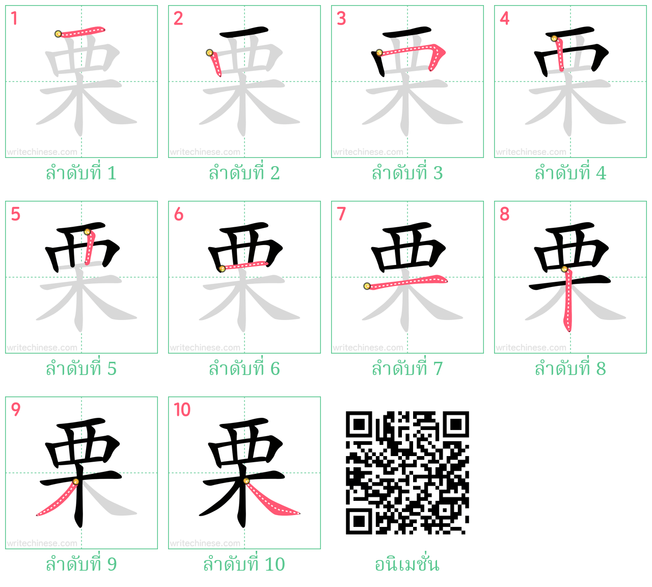 栗 ลำดับการเขียน