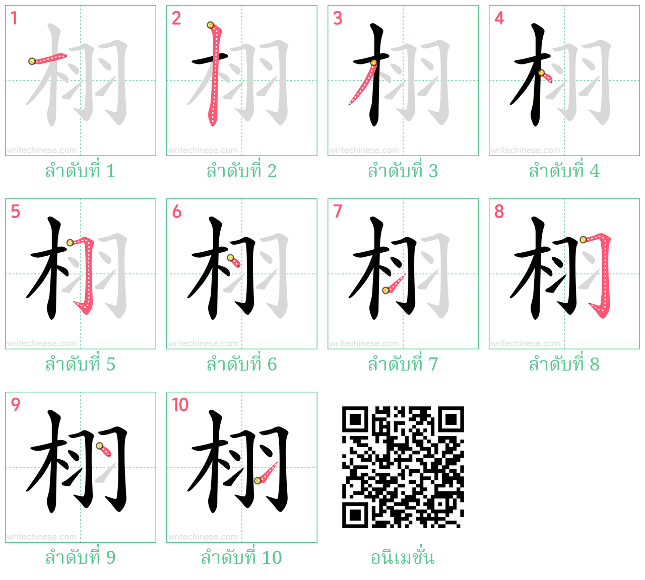 栩 ลำดับการเขียน