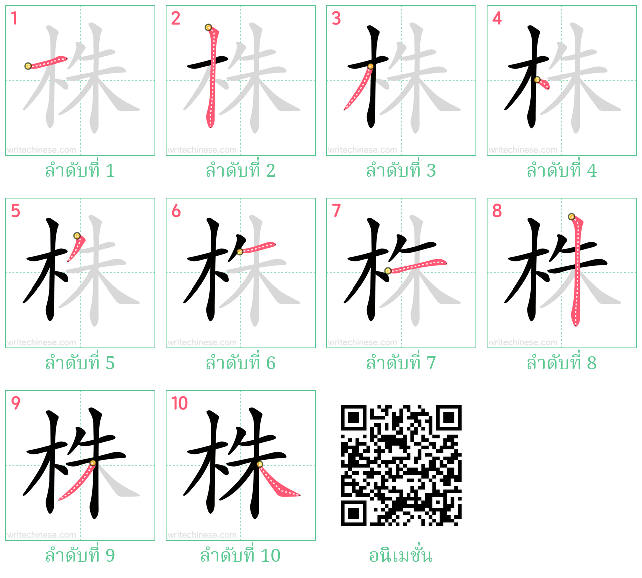 株 ลำดับการเขียน