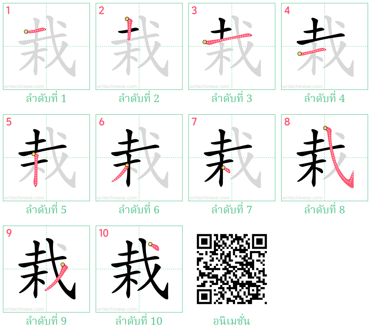 栽 ลำดับการเขียน