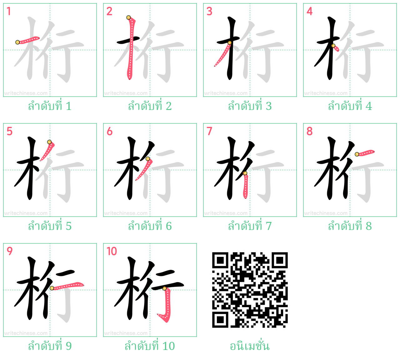 桁 ลำดับการเขียน