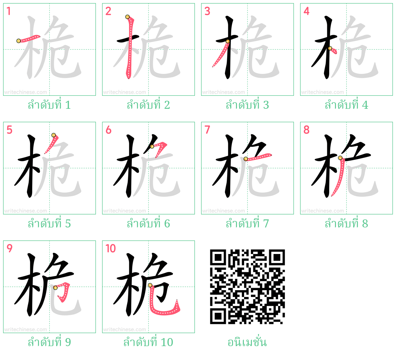 桅 ลำดับการเขียน