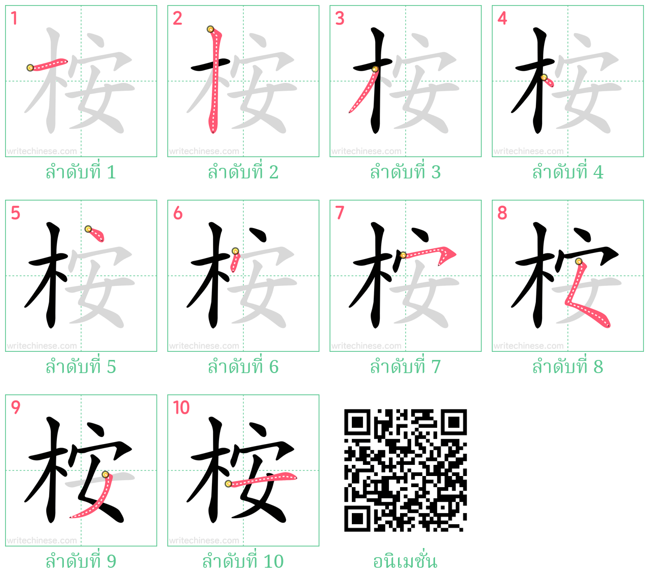 桉 ลำดับการเขียน