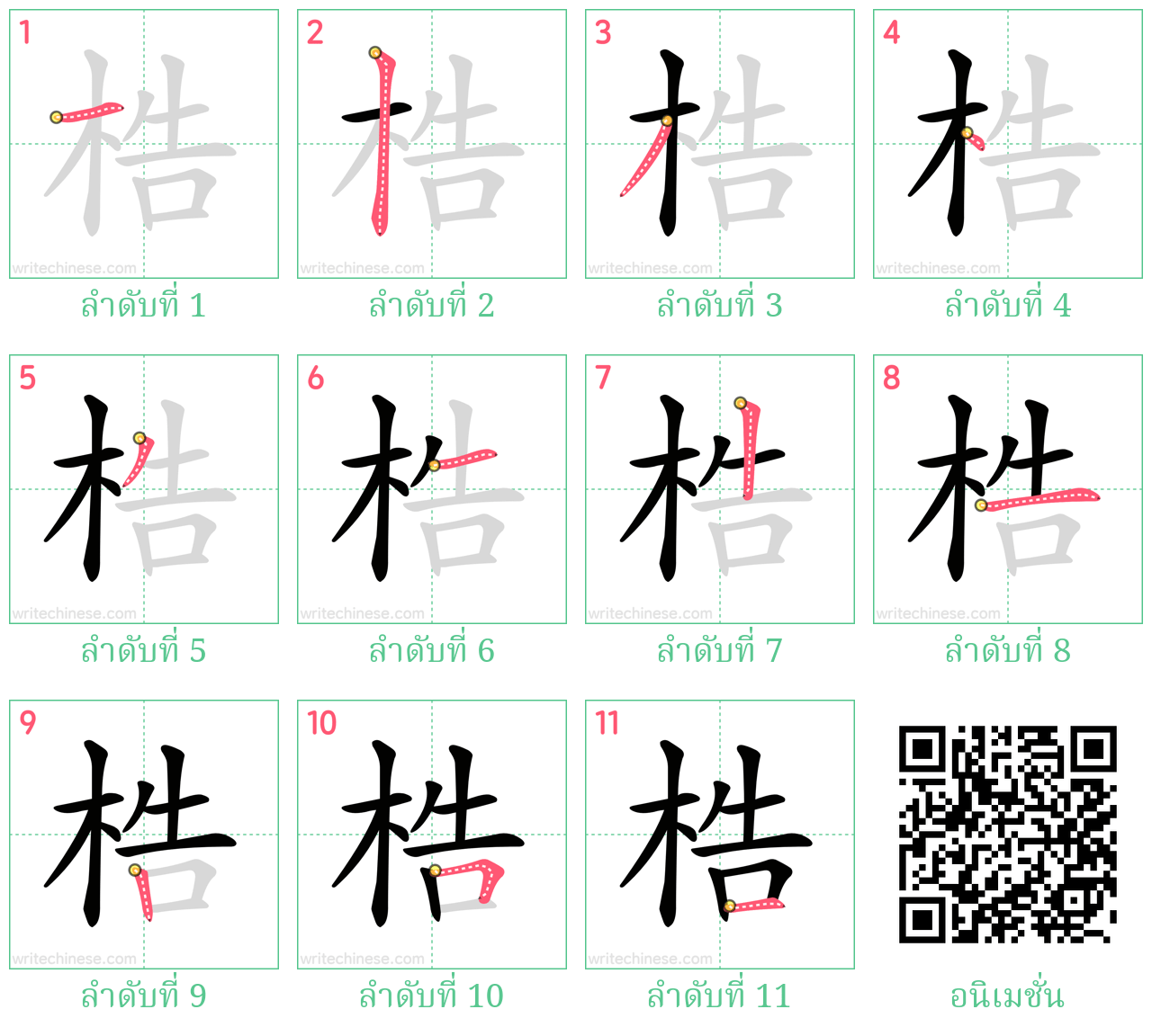 梏 ลำดับการเขียน