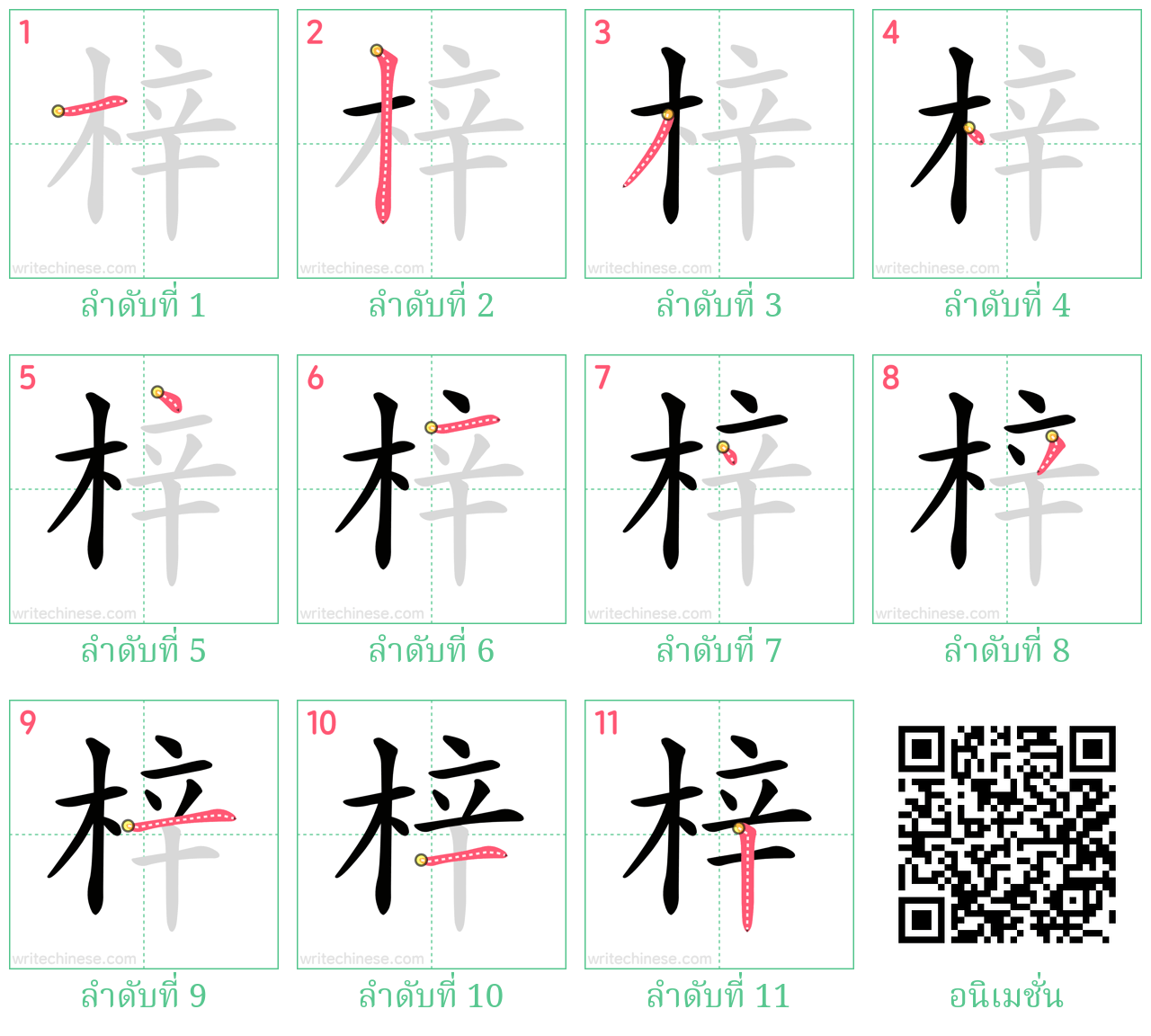 梓 ลำดับการเขียน