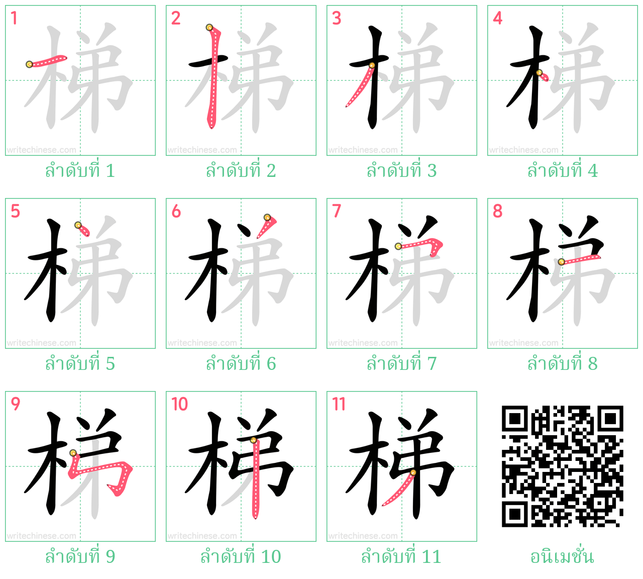 梯 ลำดับการเขียน